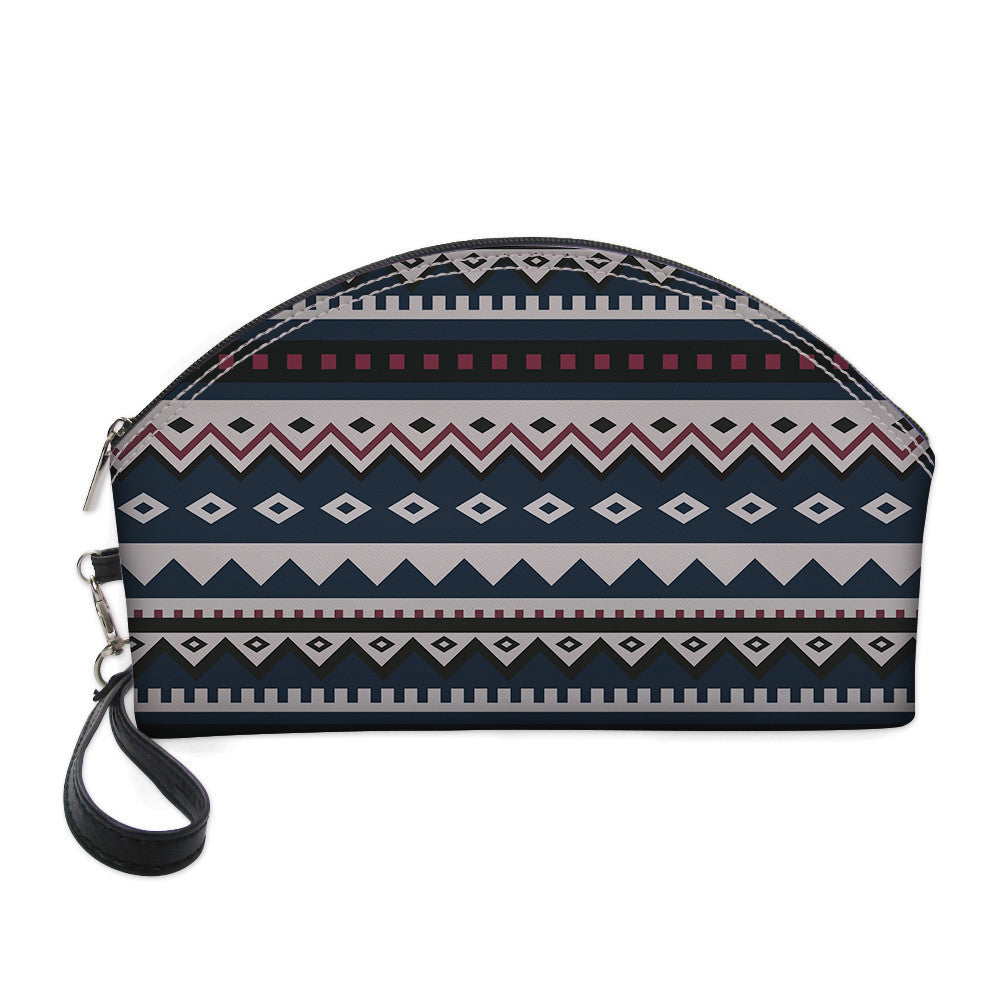 Wholesale PU Ethnic Aztec Pattern Travel Storage Portable Makeup Bag
