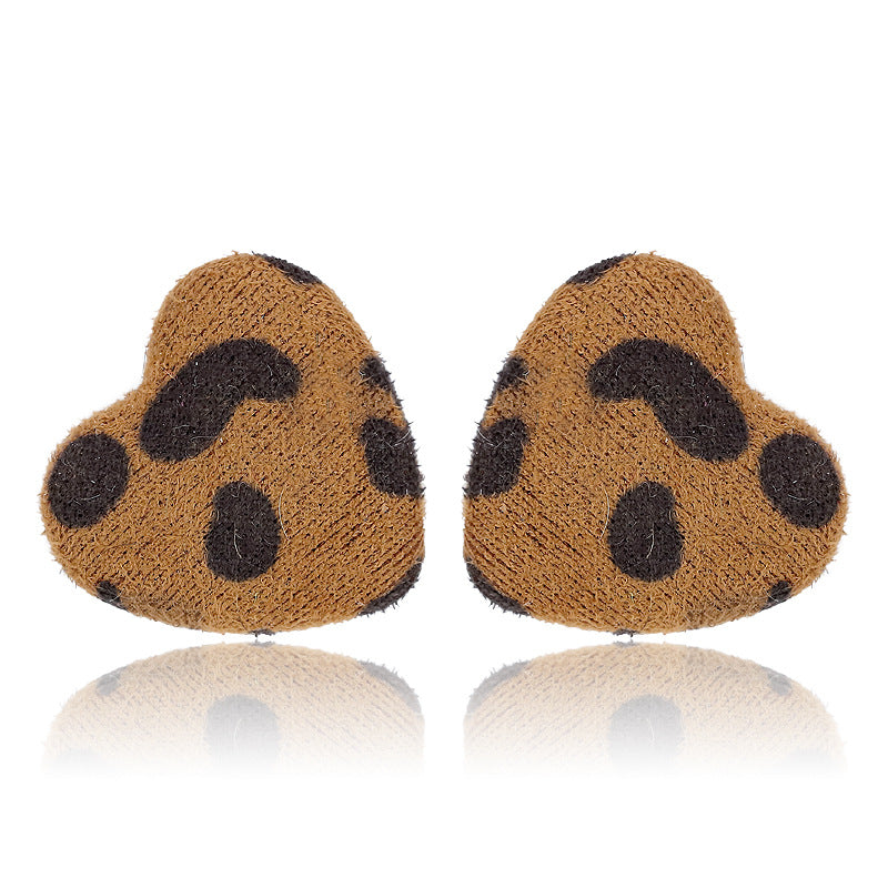 Wholesale Furball Earrings Leopard Print Stud Earrings