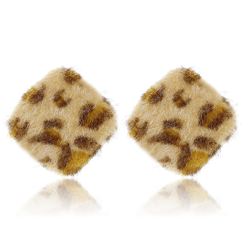 Wholesale Furball Earrings Leopard Print Stud Earrings