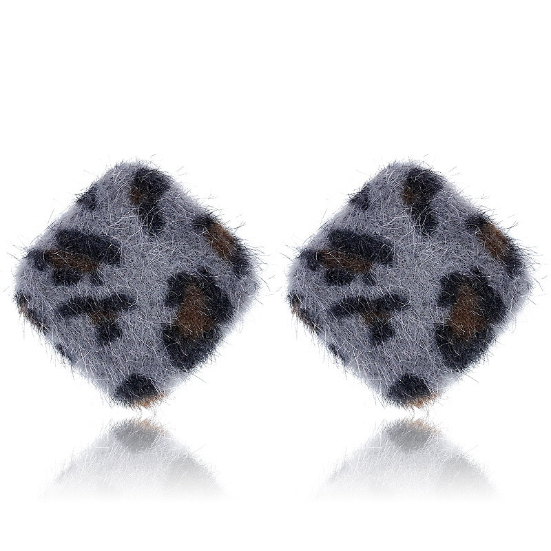 Wholesale Furball Earrings Leopard Print Stud Earrings