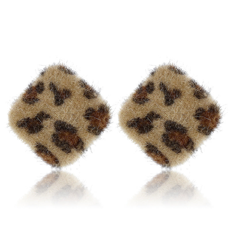 Wholesale Furball Earrings Leopard Print Stud Earrings