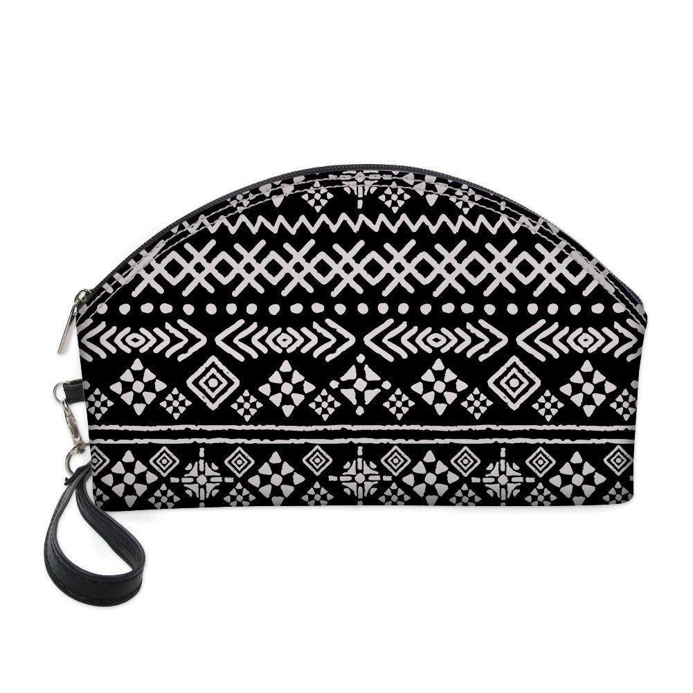 Wholesale PU Ethnic Aztec Pattern Travel Storage Portable Makeup Bag