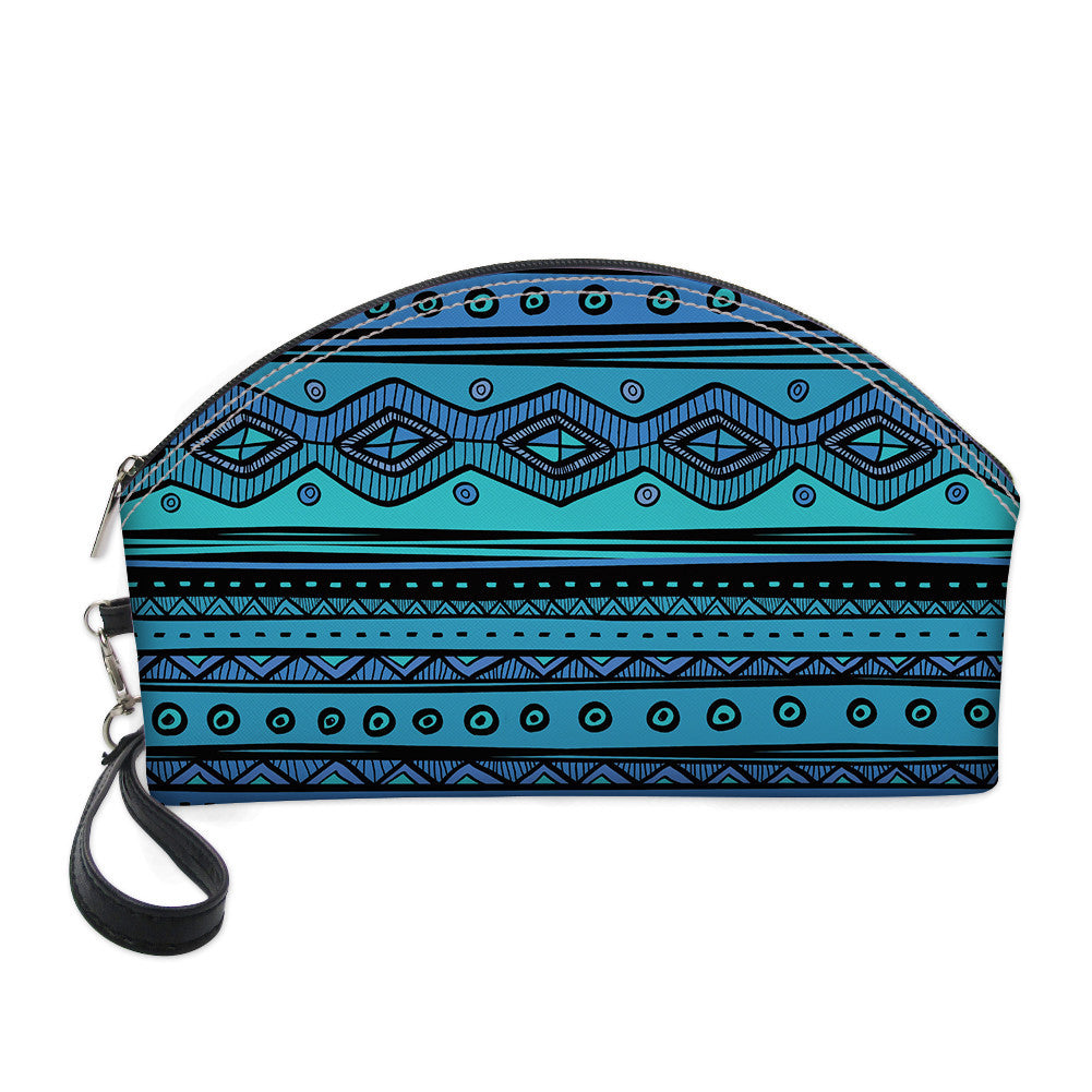 Wholesale PU Ethnic Aztec Pattern Travel Storage Portable Makeup Bag