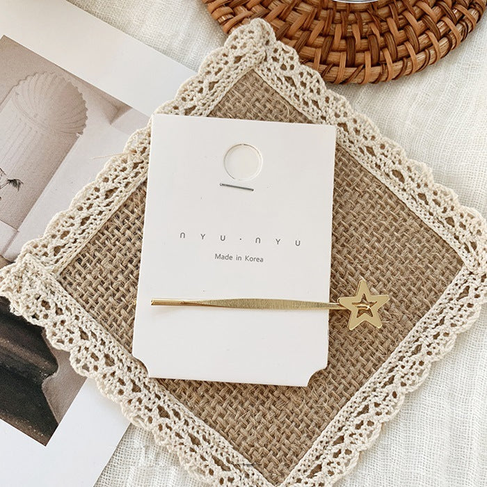 Wholesale Metal Edge Clip Love Five-pointed Star Smiley Face Bangs Hair Clip One-word Clip