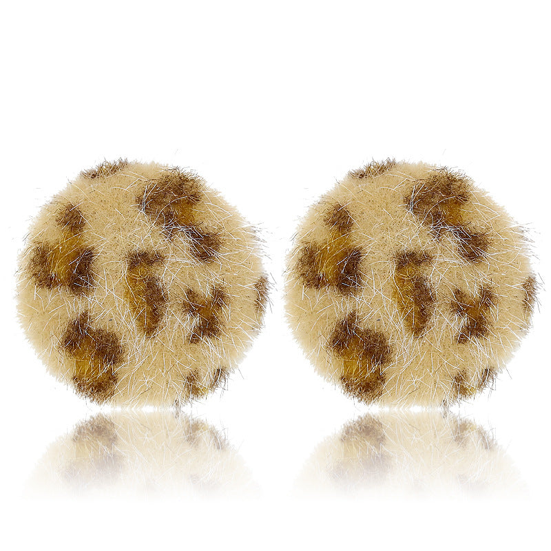 Wholesale Furball Earrings Leopard Print Stud Earrings