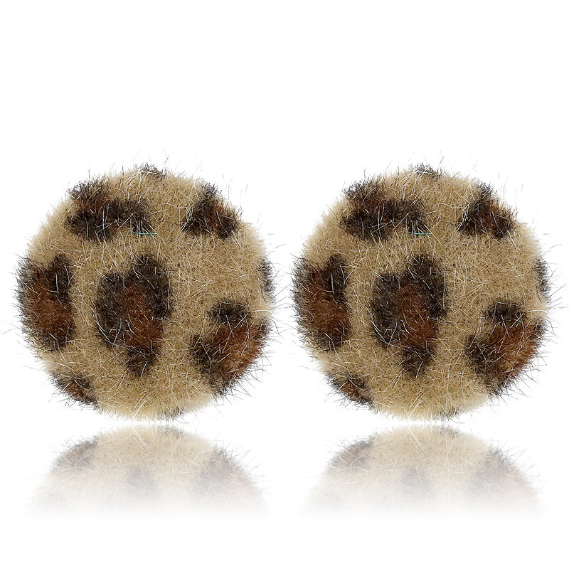 Wholesale Furball Earrings Leopard Print Stud Earrings