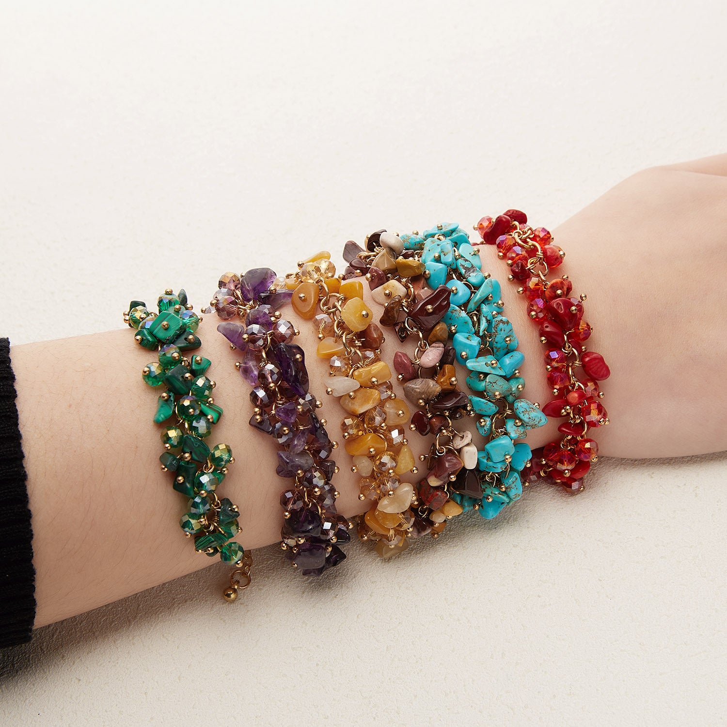 Wholesale Stone 5 Color Crystal Gravel Creative Crystal Bracelet