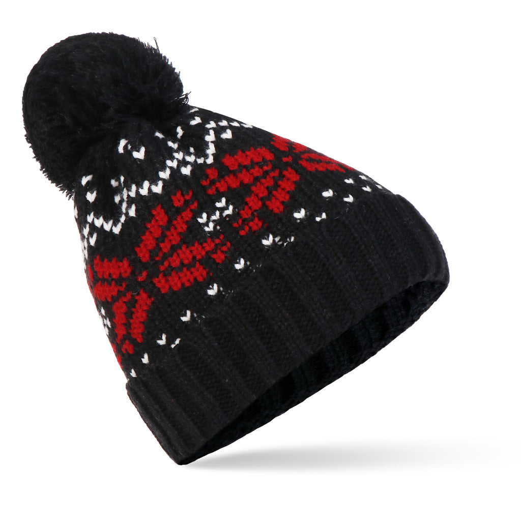 Wholesale Large Snowflake Wool Warm Pullover Knitted Hat