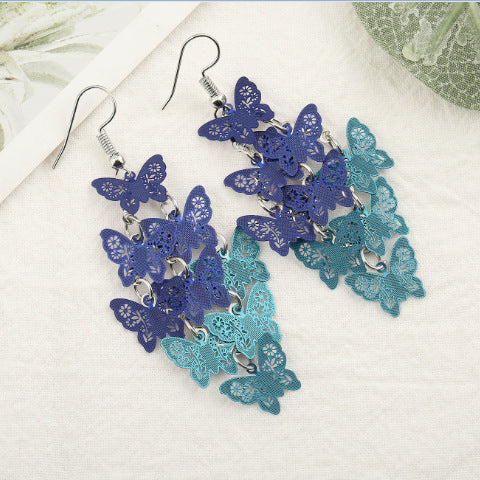 Wholesale Fashionable Temperament Butterfly Colorful Small Nine Pieces of Earrings