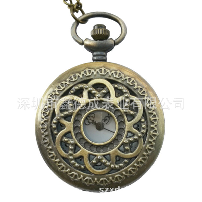 Wholesale Hollow out retro flip quartz pocket watch