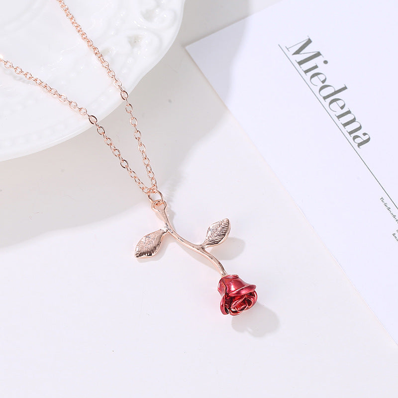 Wholesale Oil Drop Rose Clavicle Necklace Valentine's Day