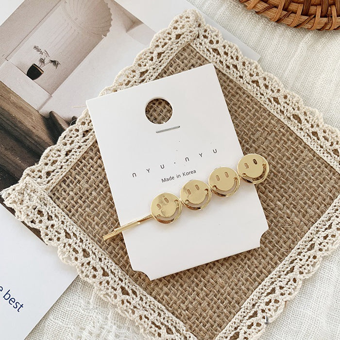 Wholesale Metal Edge Clip Love Five-pointed Star Smiley Face Bangs Hair Clip One-word Clip