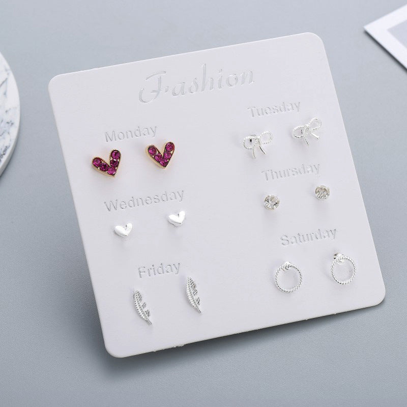 Wholesale 925 Silver Plated Needle Zircon Pearl Earrings Set