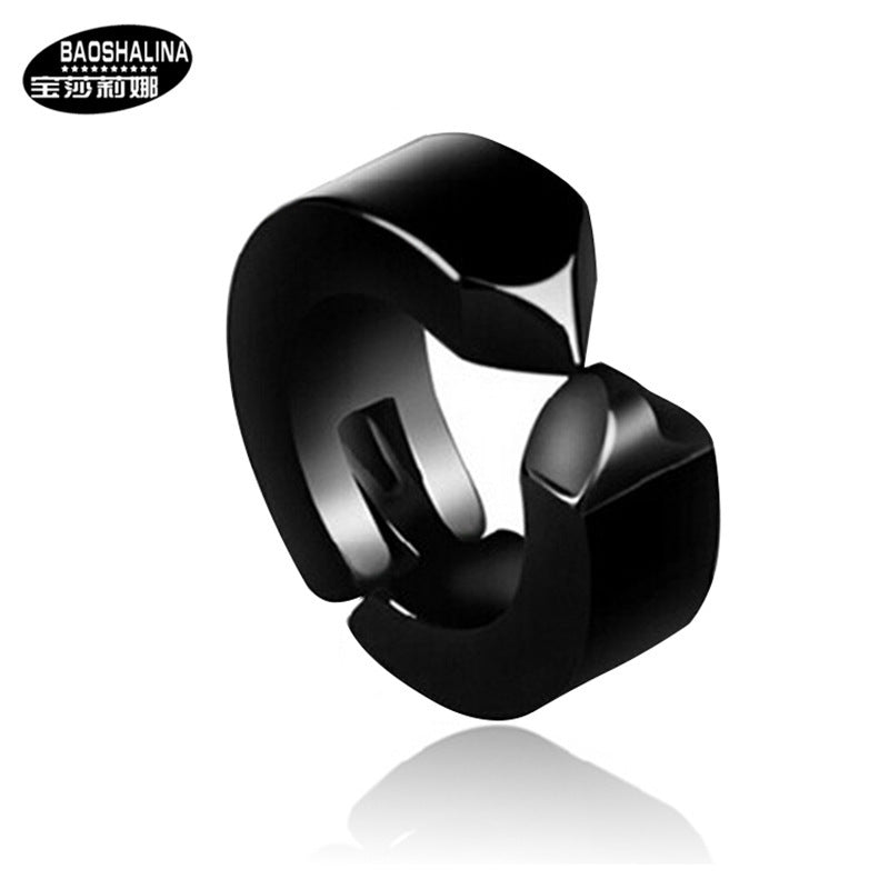 Wholesale Single Minimalist High-end Black Clip on Titanium Steel Earrings