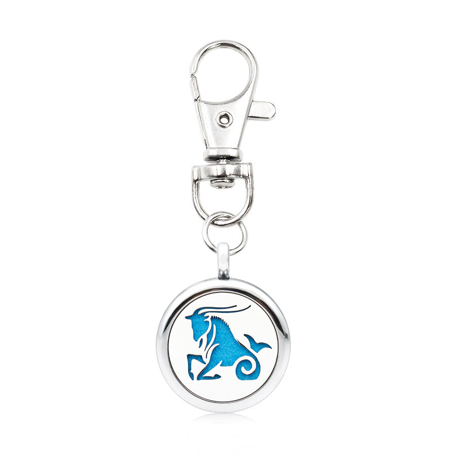 Wholesale Alloy Zodiac Aromatherapy Essential Oil Keychain