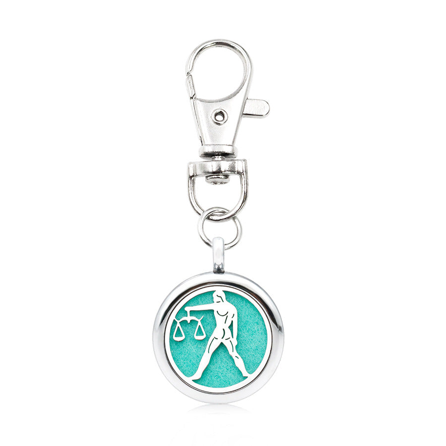 Wholesale Alloy Zodiac Aromatherapy Essential Oil Keychain