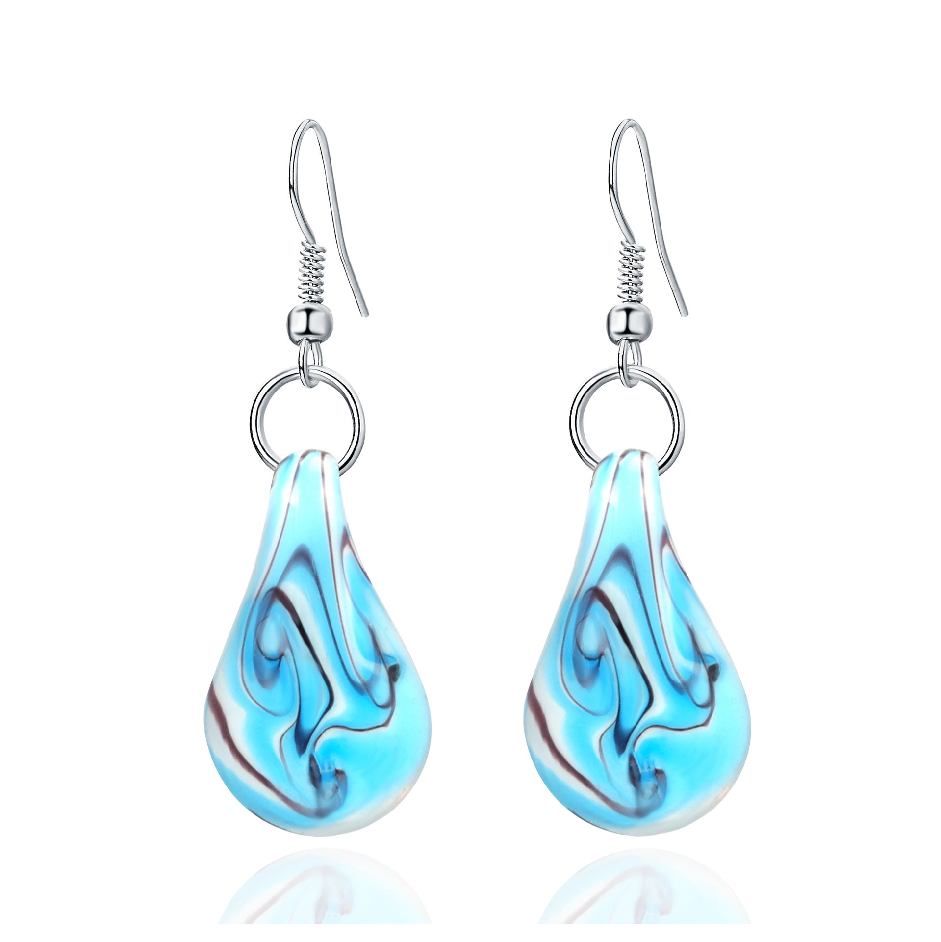 Wholesale Blue Orange Messy Silk Flat Water Drop Glass Ethnic Style Necklace