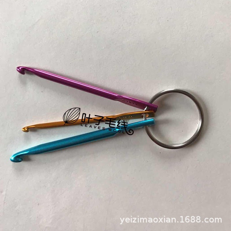 Wholesale 100pcs Aluminum Oxide Metal Single Head Braided Key Ring Portable Crochet Hook
