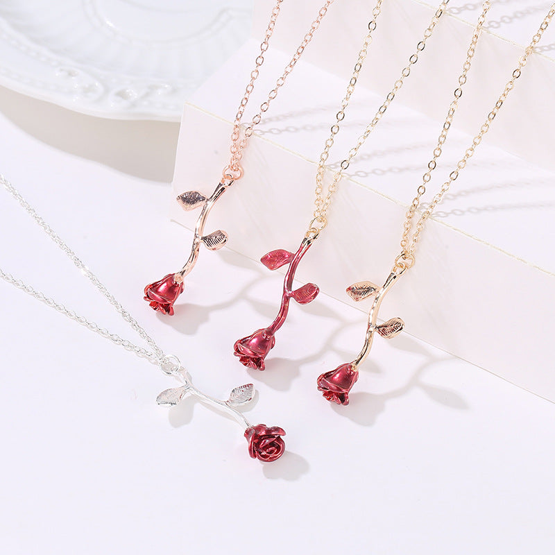 Wholesale Oil Drop Rose Clavicle Necklace Valentine's Day