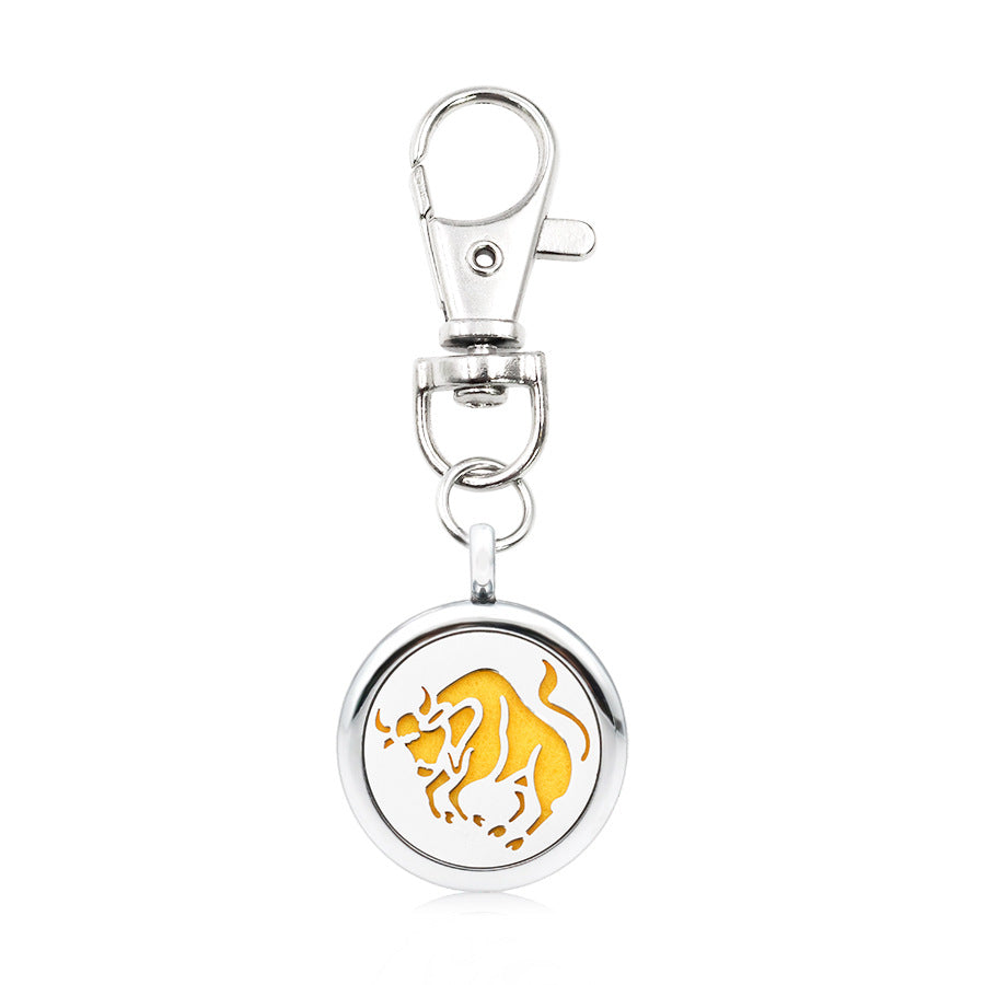 Wholesale Alloy Zodiac Aromatherapy Essential Oil Keychain