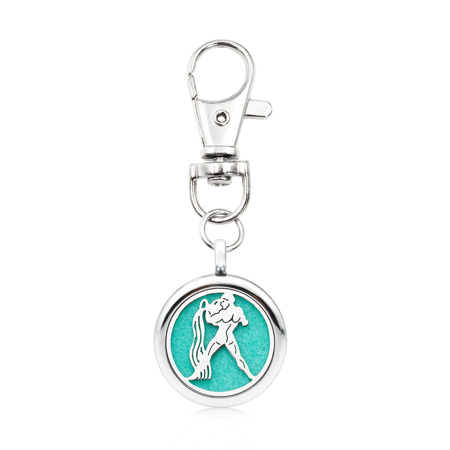 Wholesale Alloy Zodiac Aromatherapy Essential Oil Keychain