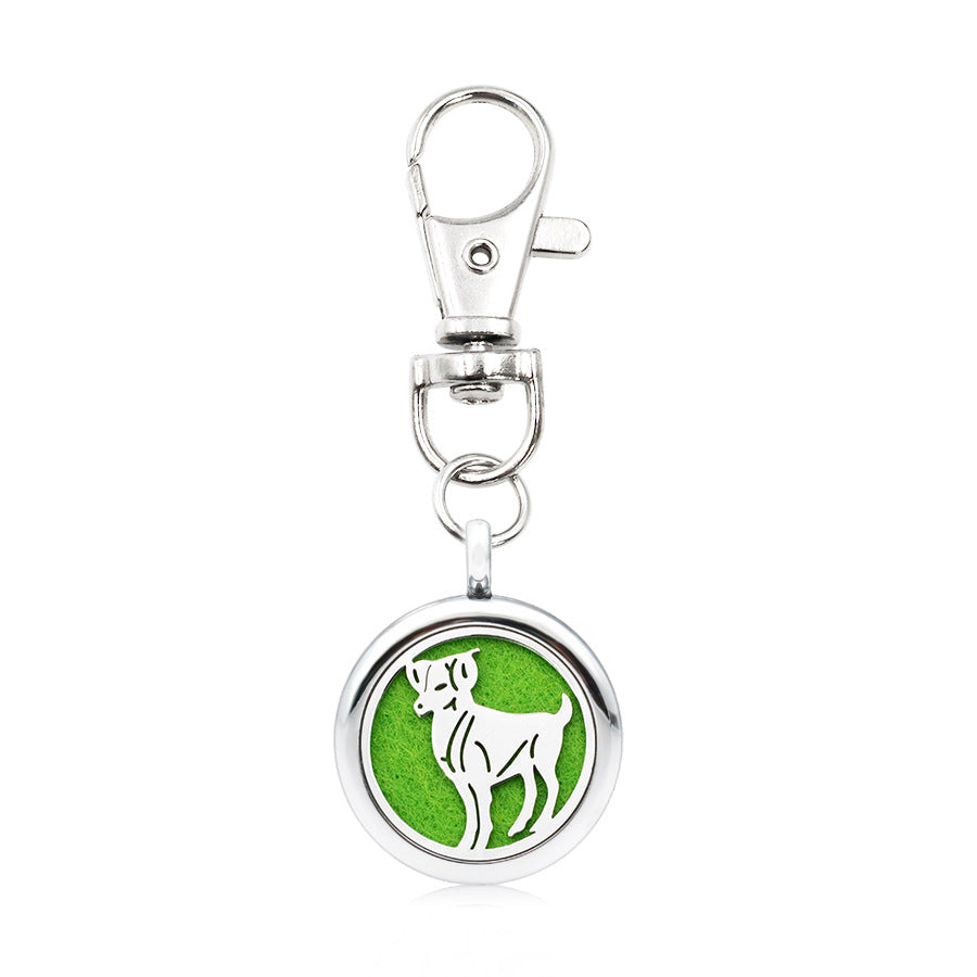 Wholesale Alloy Zodiac Aromatherapy Essential Oil Keychain