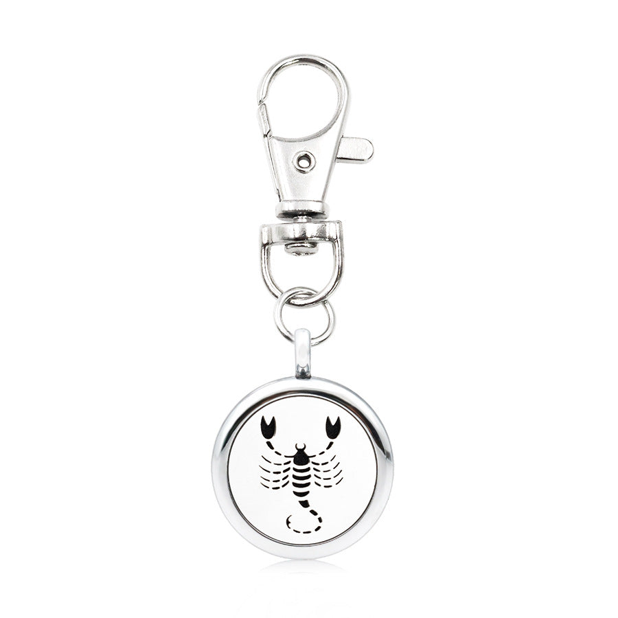 Wholesale Alloy Zodiac Aromatherapy Essential Oil Keychain