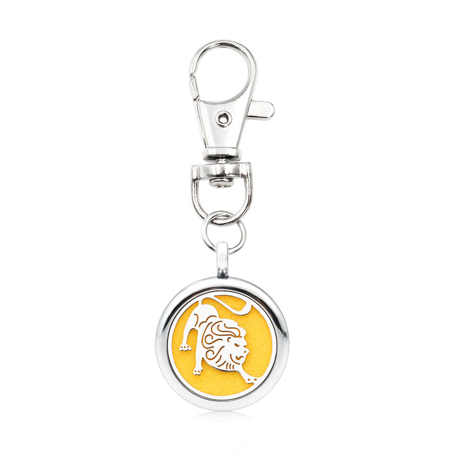 Wholesale Alloy Zodiac Aromatherapy Essential Oil Keychain