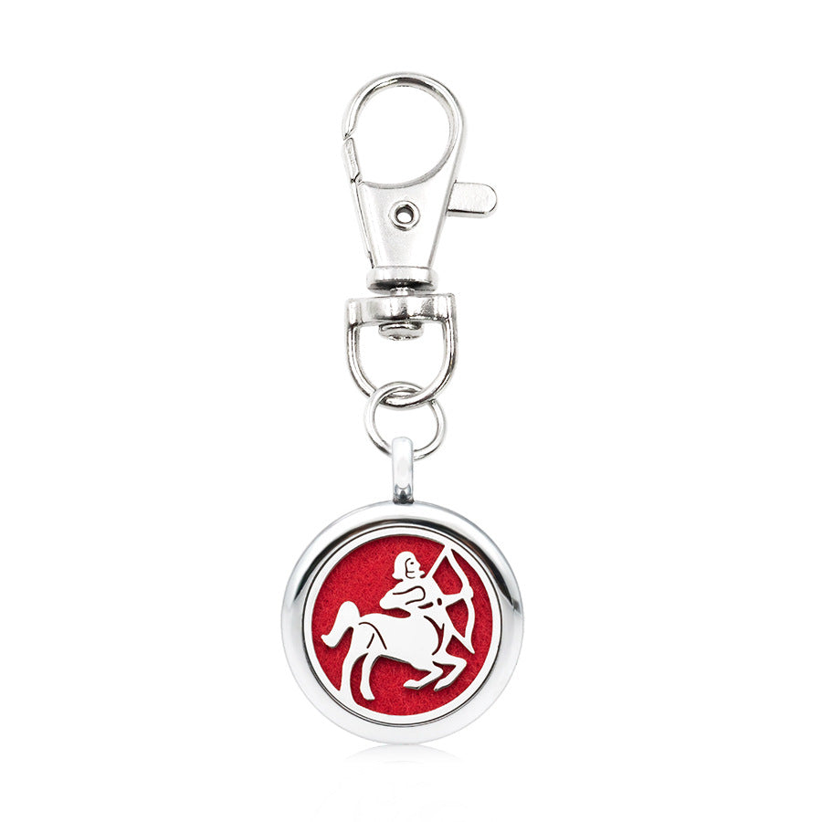 Wholesale Alloy Zodiac Aromatherapy Essential Oil Keychain
