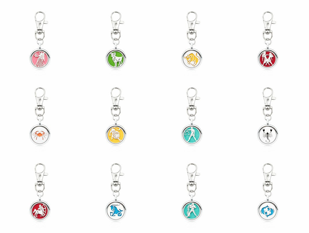 Wholesale Alloy Zodiac Aromatherapy Essential Oil Keychain