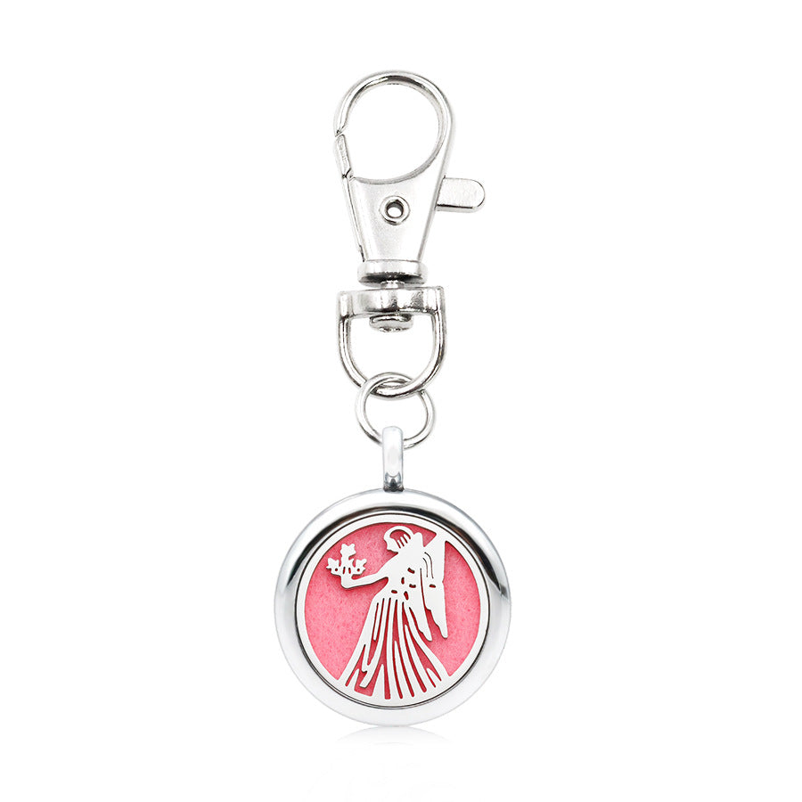 Wholesale Alloy Zodiac Aromatherapy Essential Oil Keychain