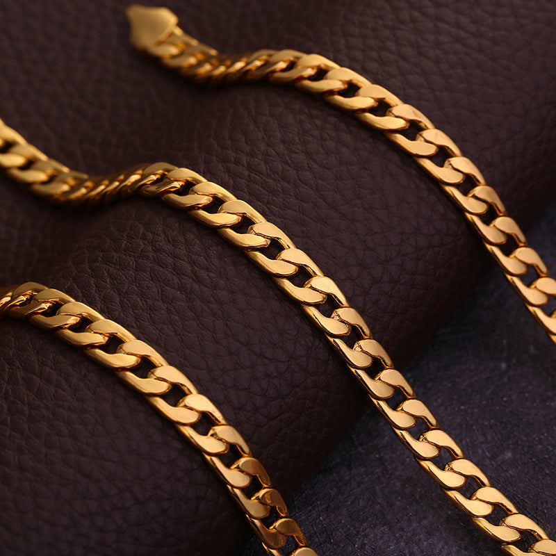 Wholesale Fashion Gold Plated 18K Gold Men's 6MM Sideways Necklaces