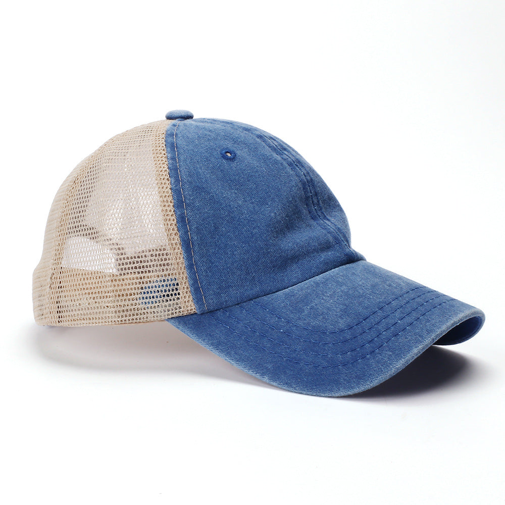 Wholesale Retro Baseball Cap Washed Cotton Solid Color Mesh Cap