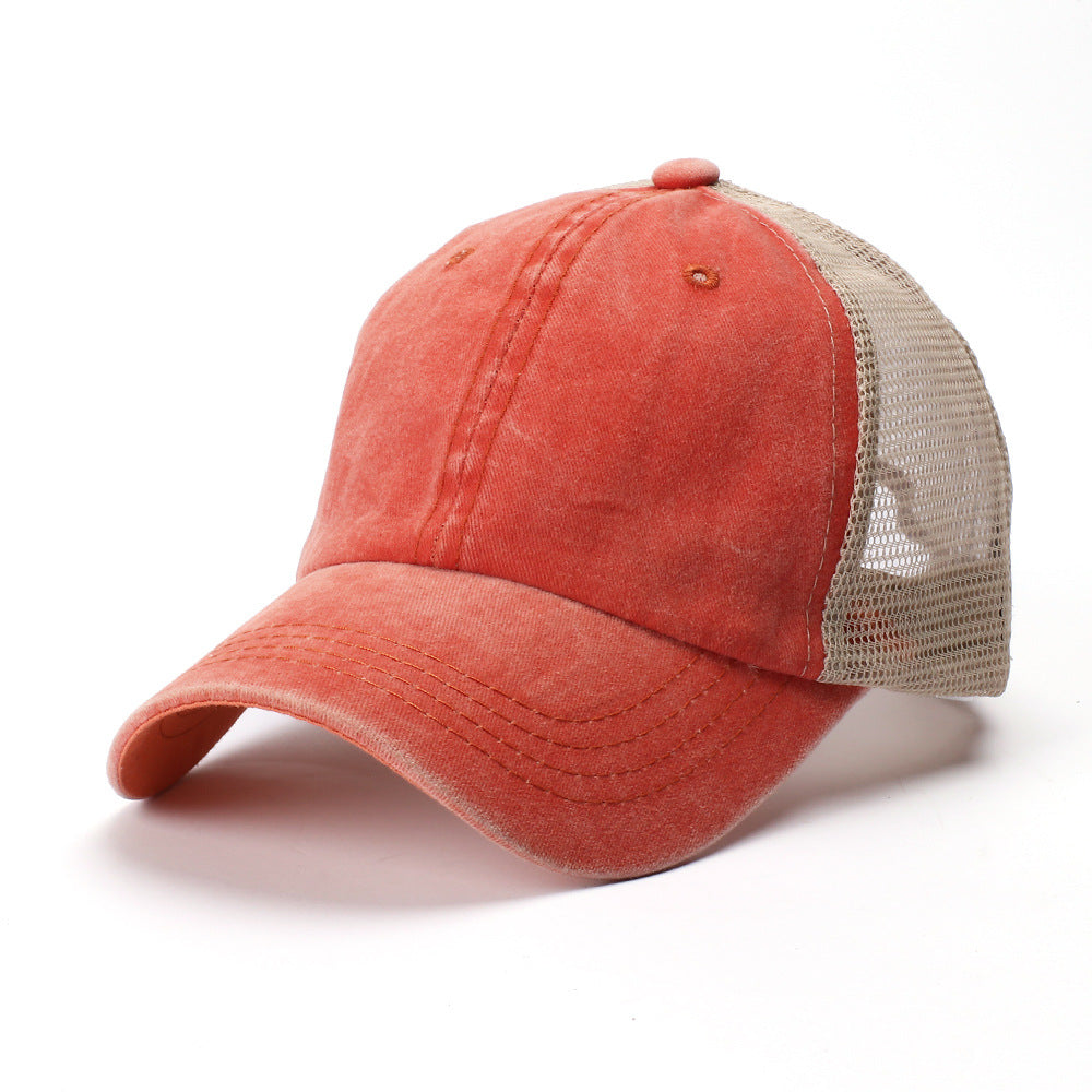 Wholesale Retro Baseball Cap Washed Cotton Solid Color Mesh Cap
