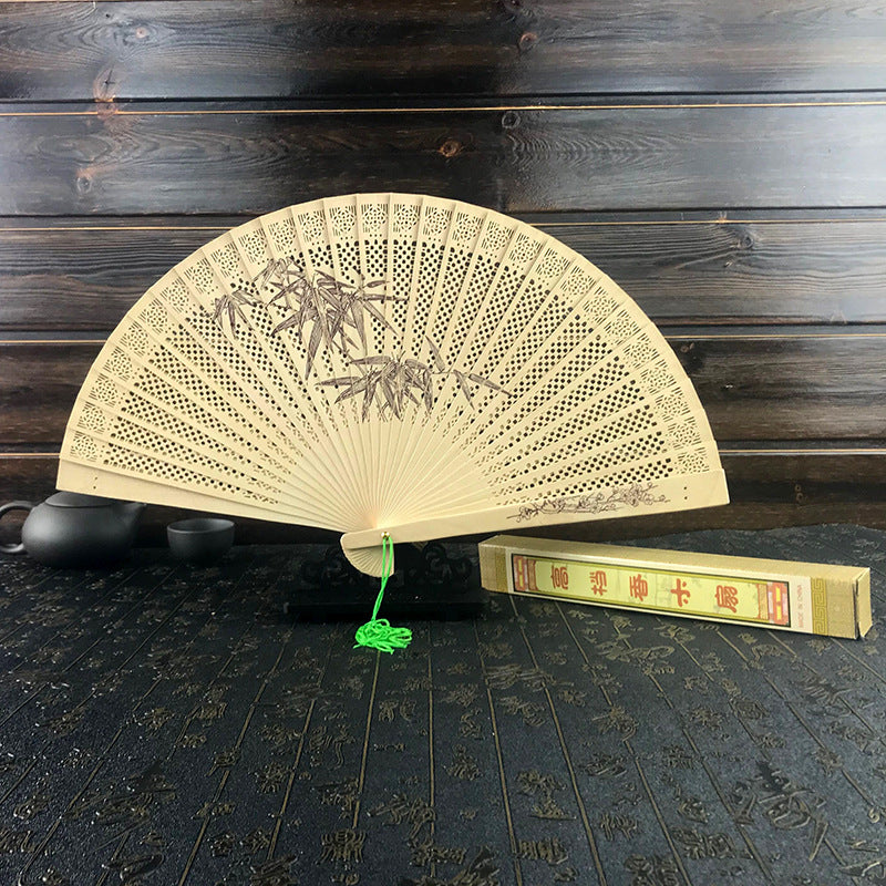 Wholesale Gufengli Box Packing Fragrant Hollow Folding Fan
