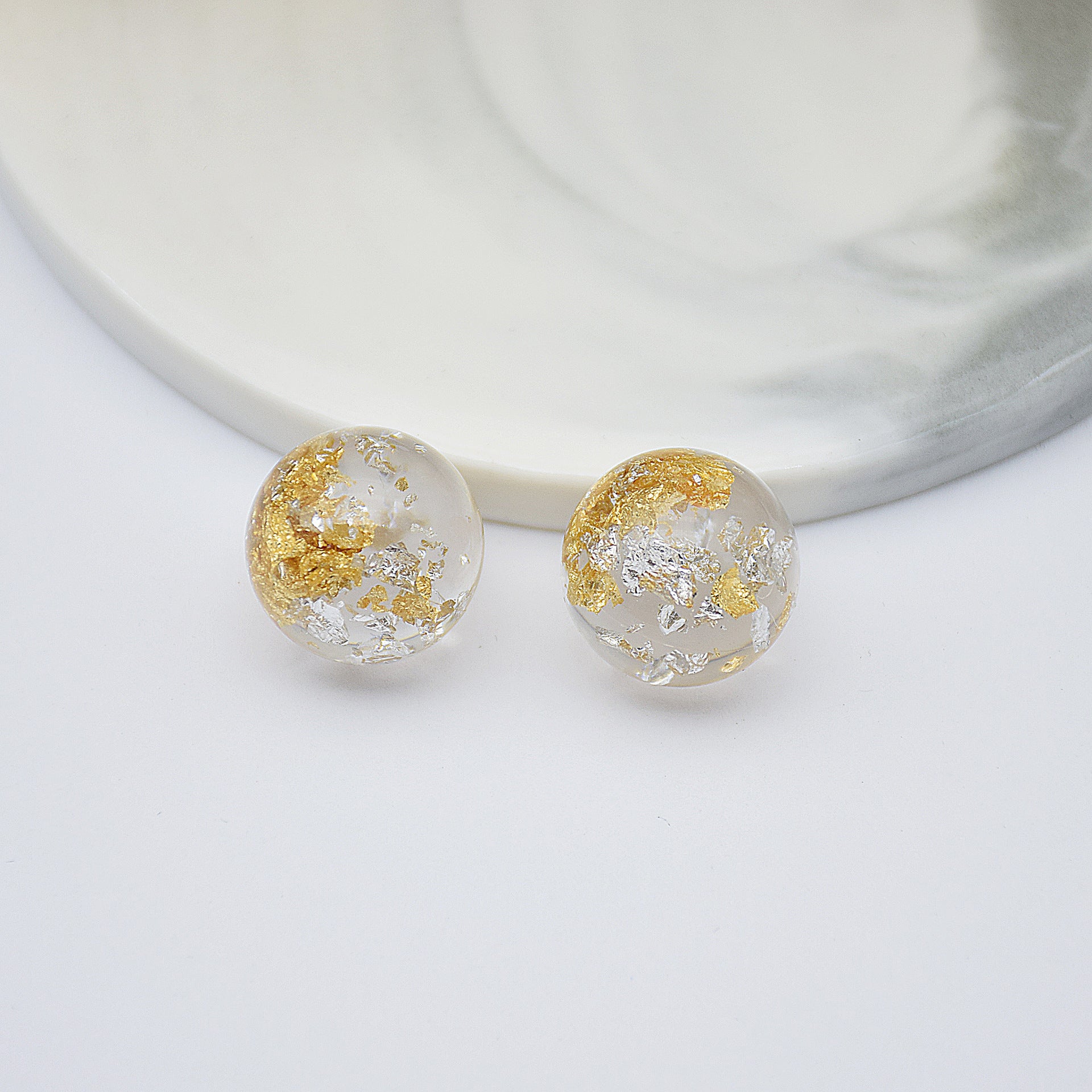 Wholesale DIY Resin Round 10mm Gold Platinum Ball Beads