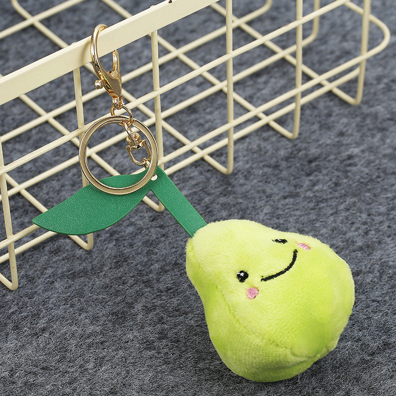 Wholesale Simulated Apple Banana Fruit Hair Ball Keychain