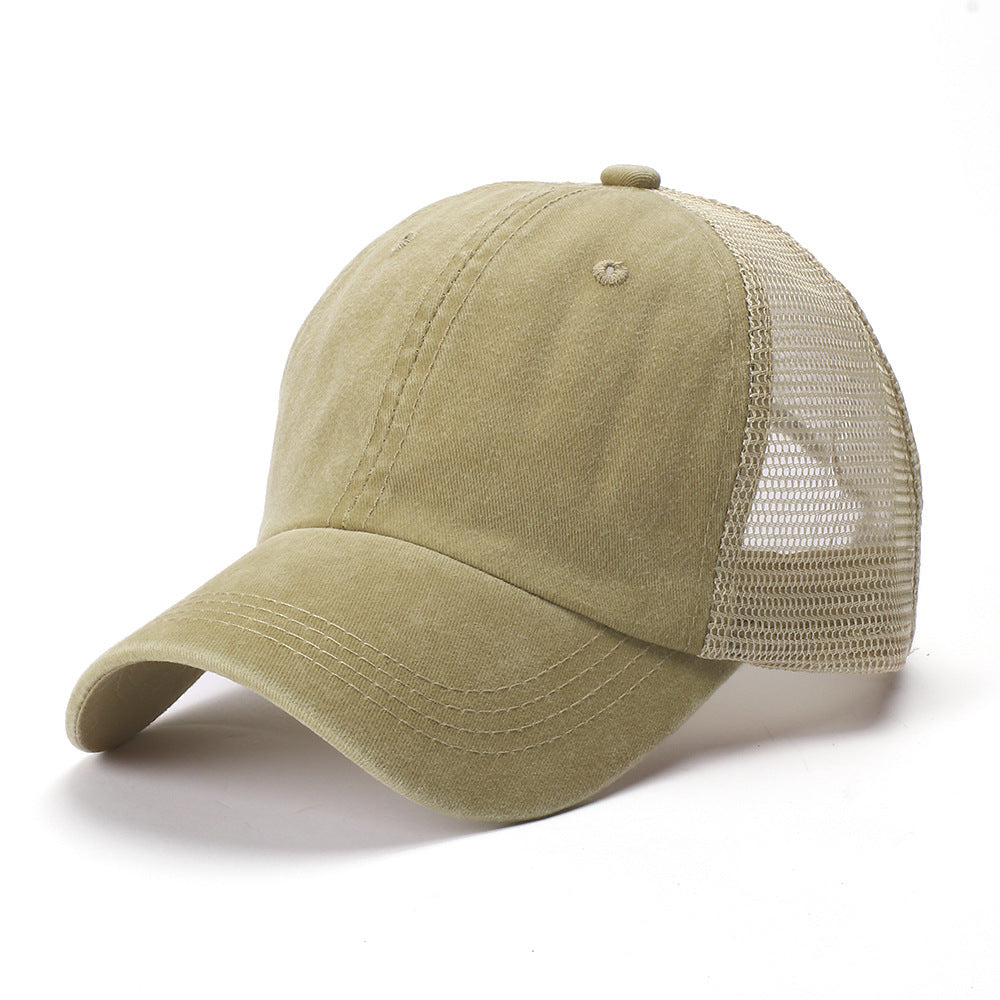 Wholesale Retro Baseball Cap Washed Cotton Solid Color Mesh Cap