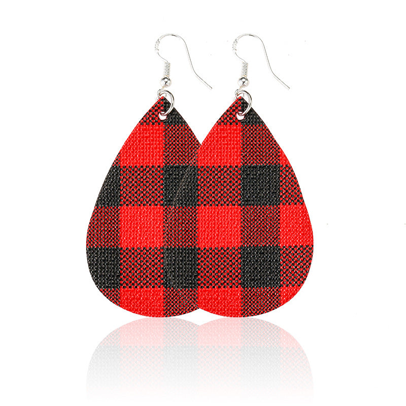 Wholesale Christmas Black and Red Plaid Earrings