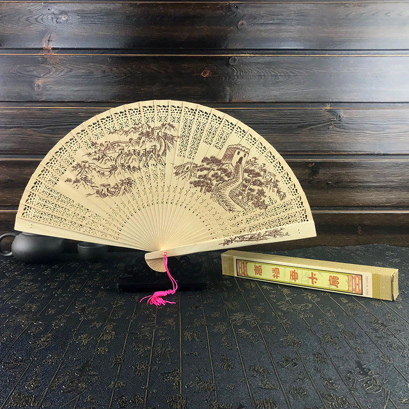 Wholesale Gufengli Box Packing Fragrant Hollow Folding Fan