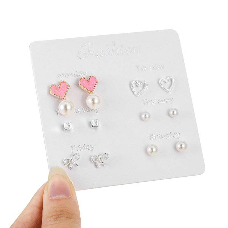 Wholesale 925 Silver Plated Needle Zircon Pearl Earrings Set
