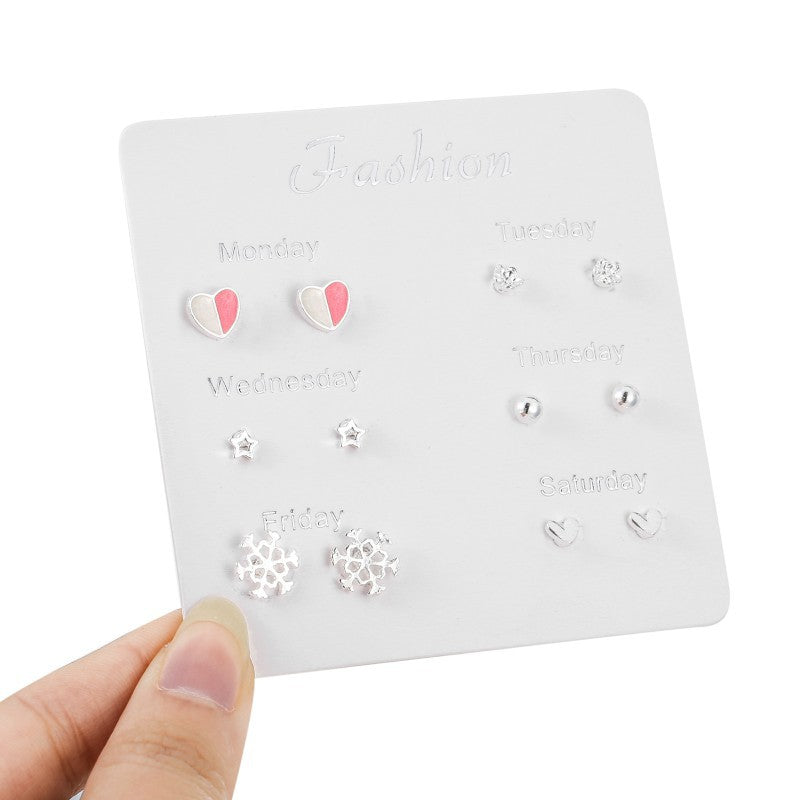 Wholesale 925 Silver Plated Needle Zircon Pearl Earrings Set