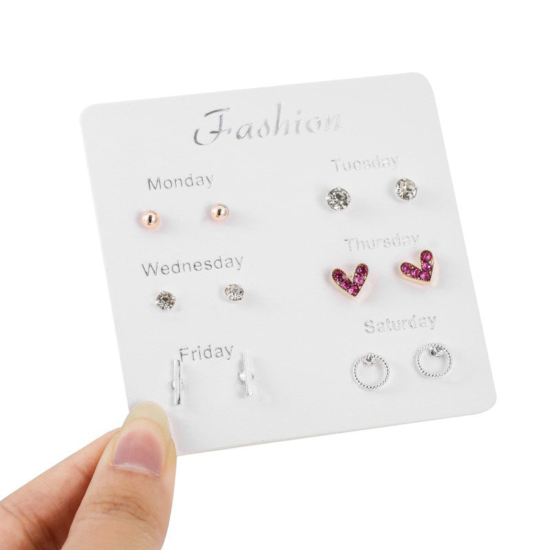 Wholesale 925 Silver Plated Needle Zircon Pearl Earrings Set