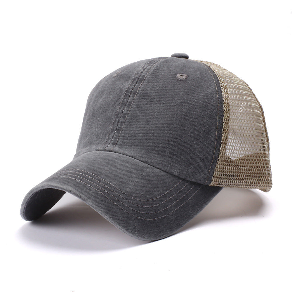 Wholesale Retro Baseball Cap Washed Cotton Solid Color Mesh Cap