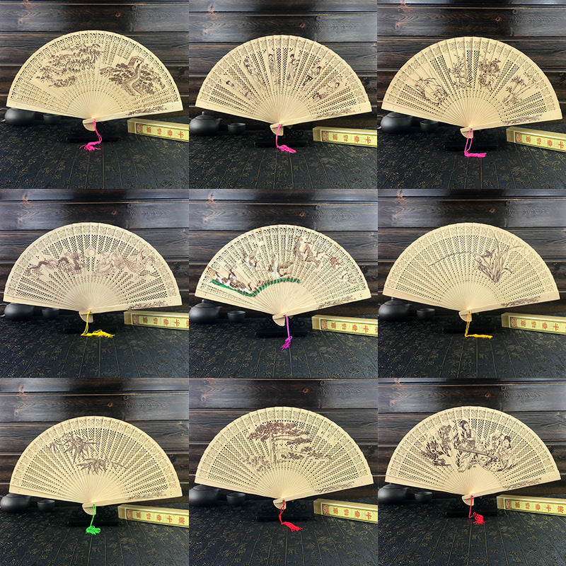 Wholesale Gufengli Box Packing Fragrant Hollow Folding Fan
