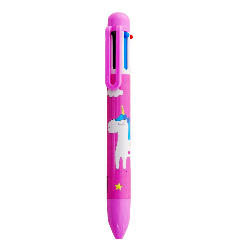 Wholesale Plastic Cartoon Unicorn Flamingo 6 Color Ballpoint Pen