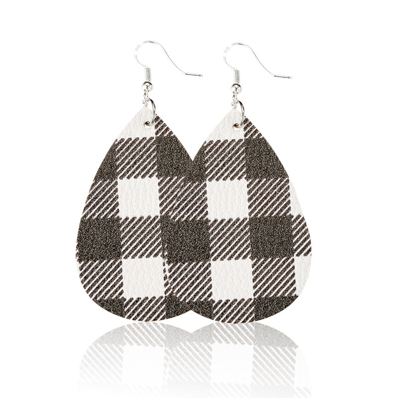 Wholesale Christmas Black and Red Plaid Earrings