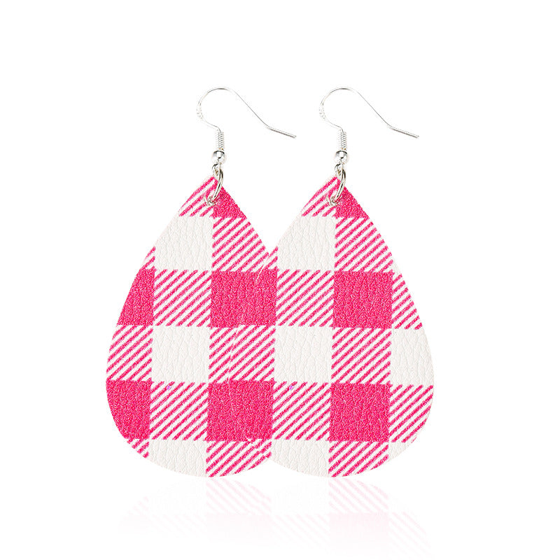 Wholesale Christmas Black and Red Plaid Earrings