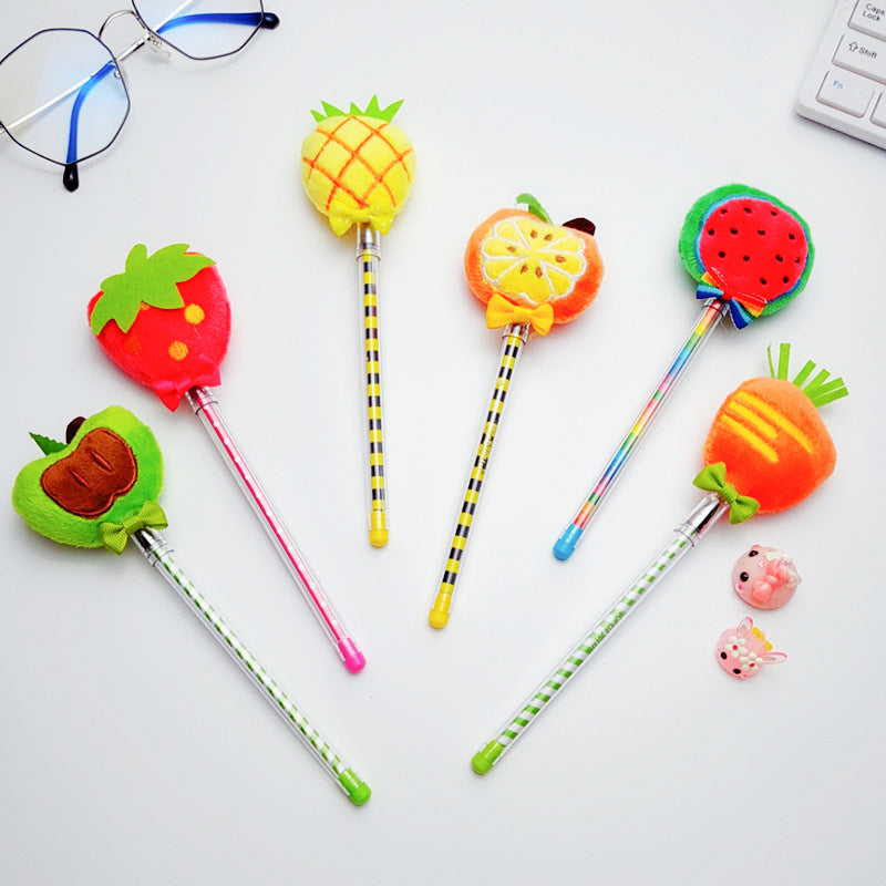 Wholesale Plush Fruit Plastic Neutral Pens