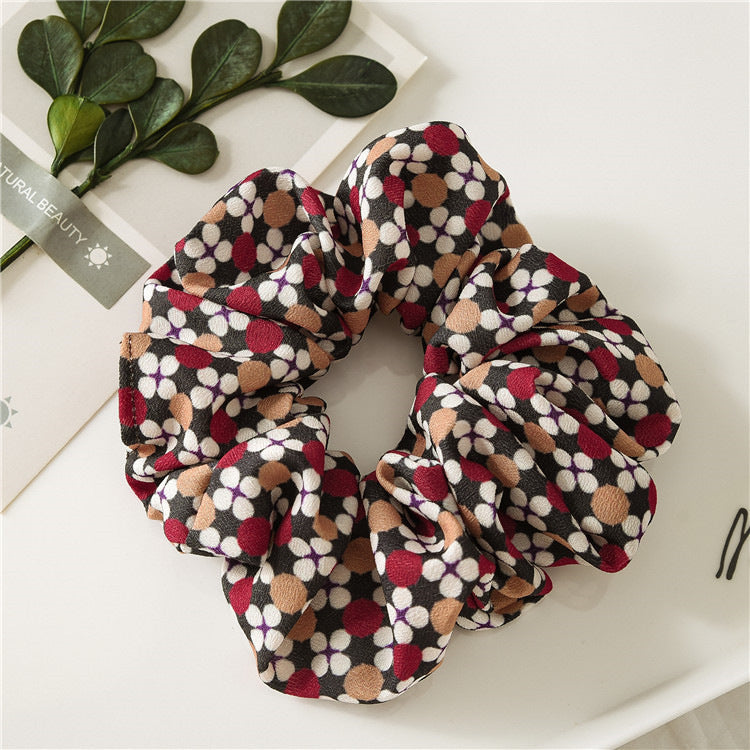 Wholesale Hot Stamped Colorful Polka Dot Fabric Large Intestine Hair Ties